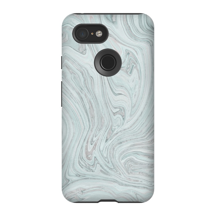 Pixel 3 StrongFit Teal Grey Soft Pastel Marble by Andrea Haase