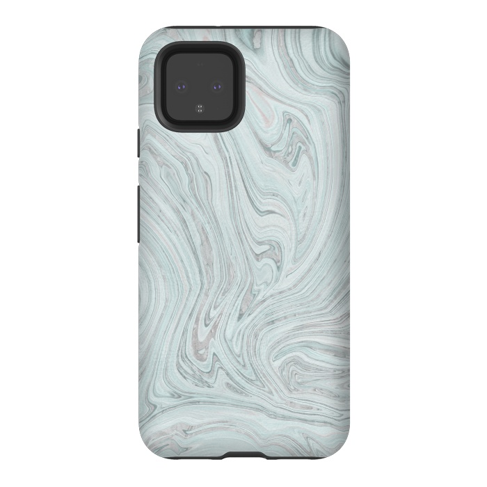 Pixel 4 StrongFit Teal Grey Soft Pastel Marble by Andrea Haase