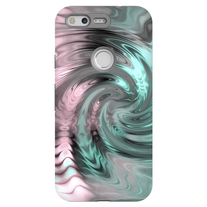 Pixel StrongFit Abstract Fractal Swirl Rose Gold And Teal 2 by Andrea Haase