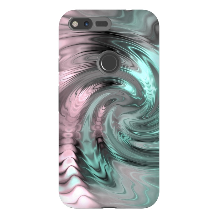 Pixel XL StrongFit Abstract Fractal Swirl Rose Gold And Teal 2 by Andrea Haase