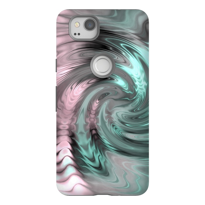 Pixel 2 StrongFit Abstract Fractal Swirl Rose Gold And Teal 2 by Andrea Haase