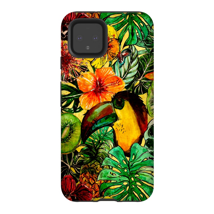 Pixel 4 StrongFit Tropical bird in flower jungle by  Utart