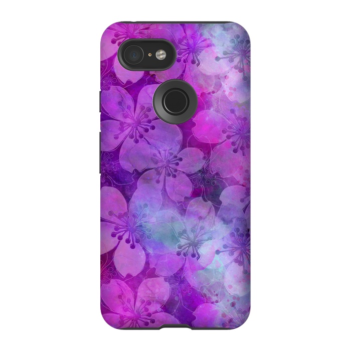 Pixel 3 StrongFit Purple Watercolor Flower Pattern by Andrea Haase