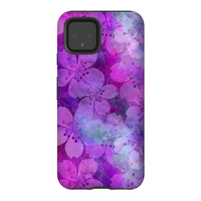 Pixel 4 StrongFit Purple Watercolor Flower Pattern by Andrea Haase