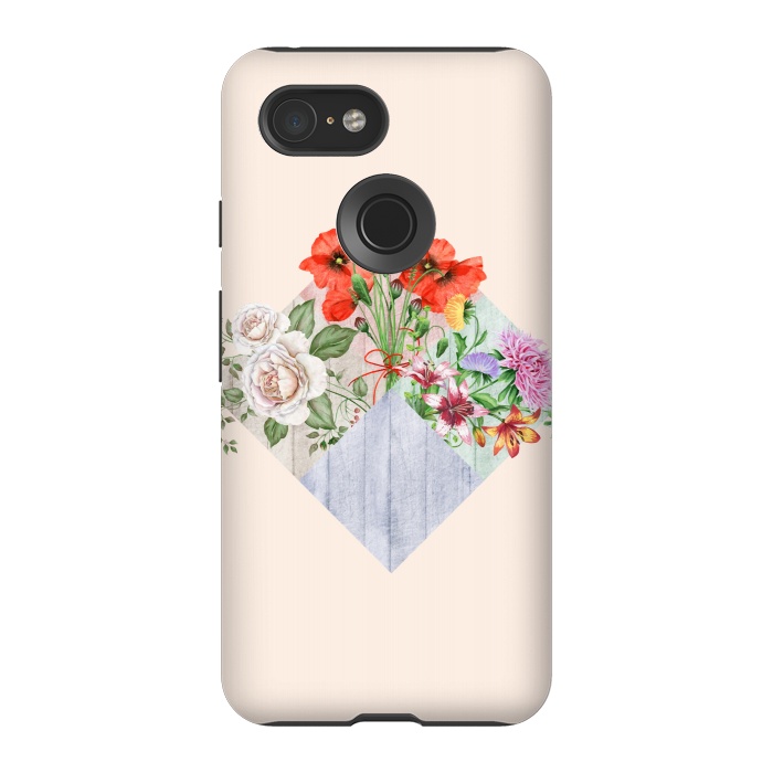 Pixel 3 StrongFit Floral Blocks by Creativeaxle