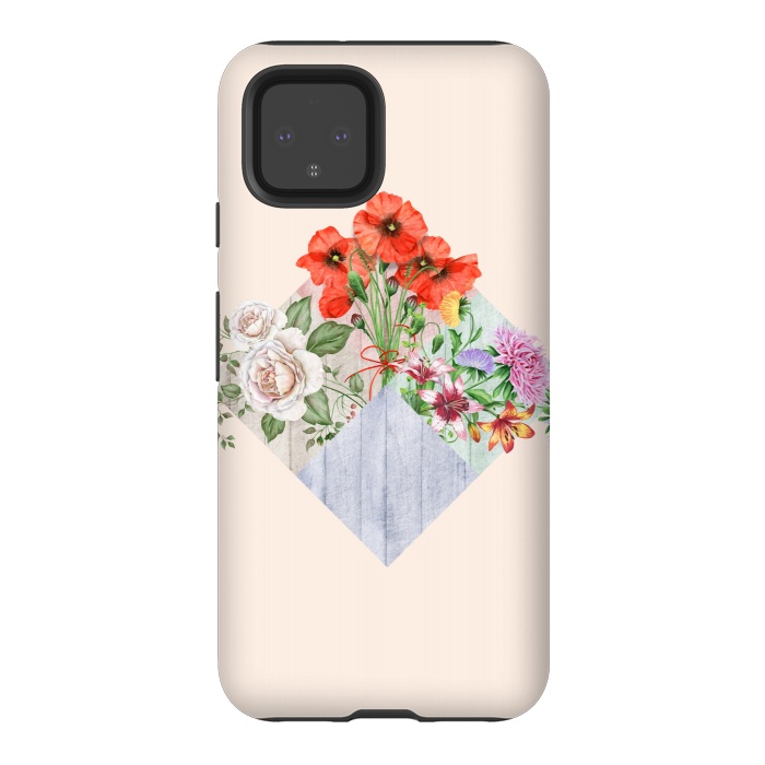 Pixel 4 StrongFit Floral Blocks by Creativeaxle
