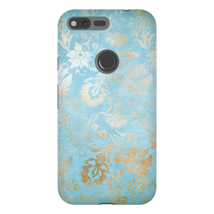 Pixel XL StrongFit TEAL and GOLD Damask Pattern by  Utart