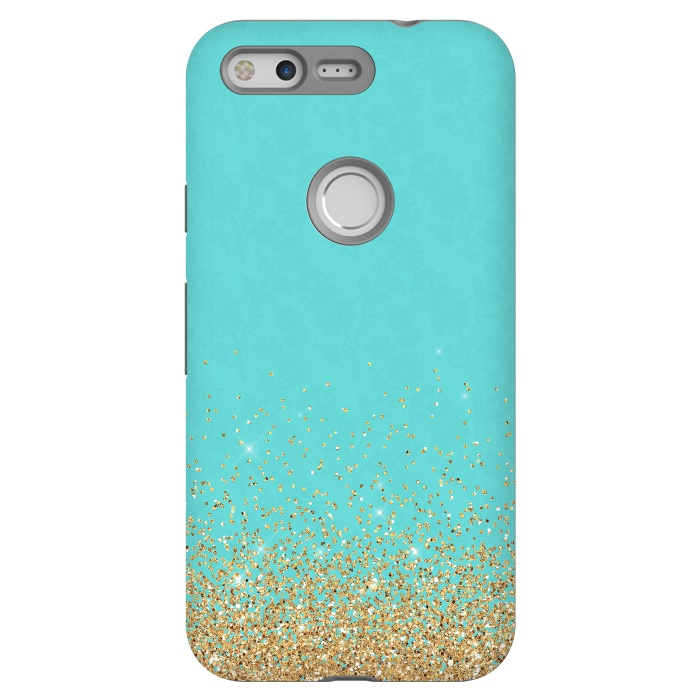 Pixel StrongFit Teal and Gold Glitter by  Utart