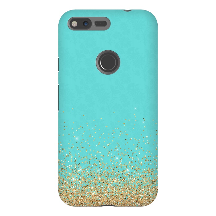 Pixel XL StrongFit Teal and Gold Glitter by  Utart