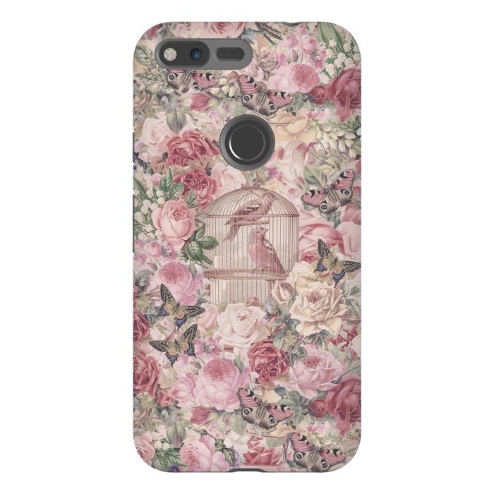 Pixel XL StrongFit Nostalgic Flowers With Birdcage by Andrea Haase