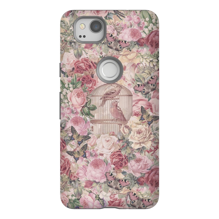 Pixel 2 StrongFit Nostalgic Flowers With Birdcage by Andrea Haase