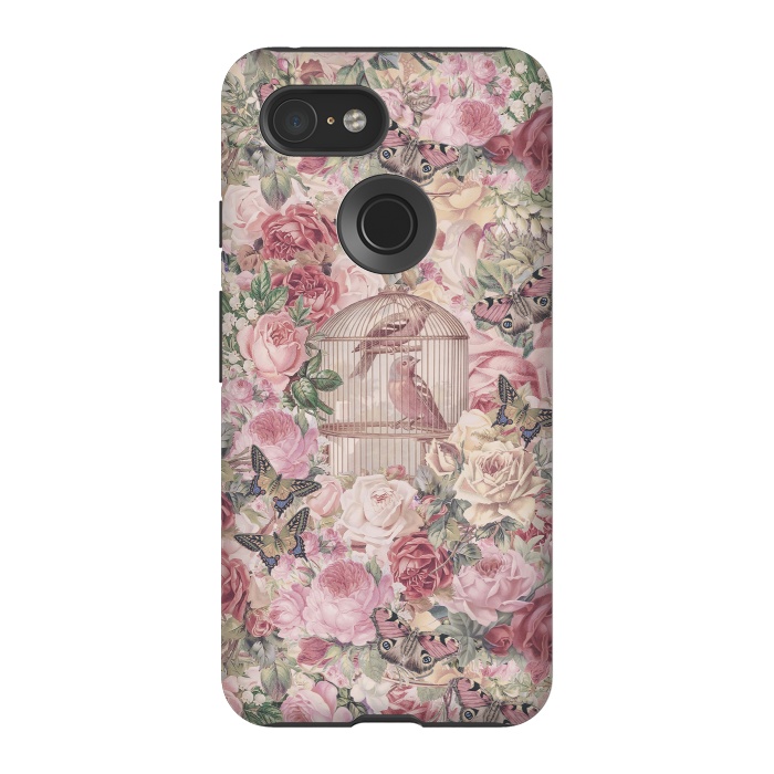 Pixel 3 StrongFit Nostalgic Flowers With Birdcage by Andrea Haase