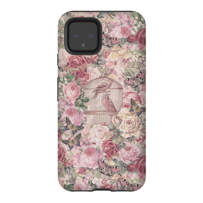 Pixel 4 StrongFit Nostalgic Flowers With Birdcage by Andrea Haase