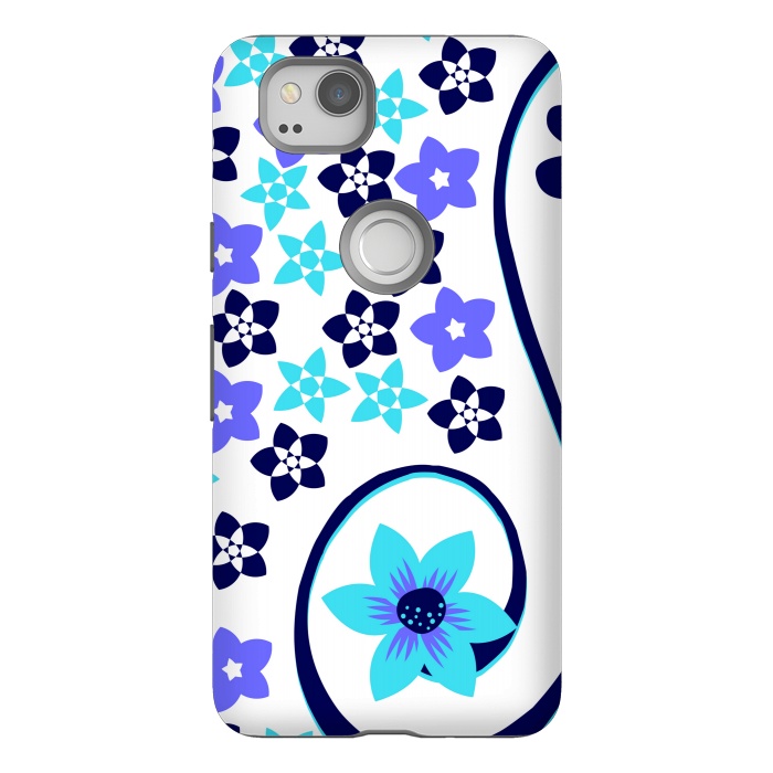 Pixel 2 StrongFit blue floral pattern 2 by MALLIKA