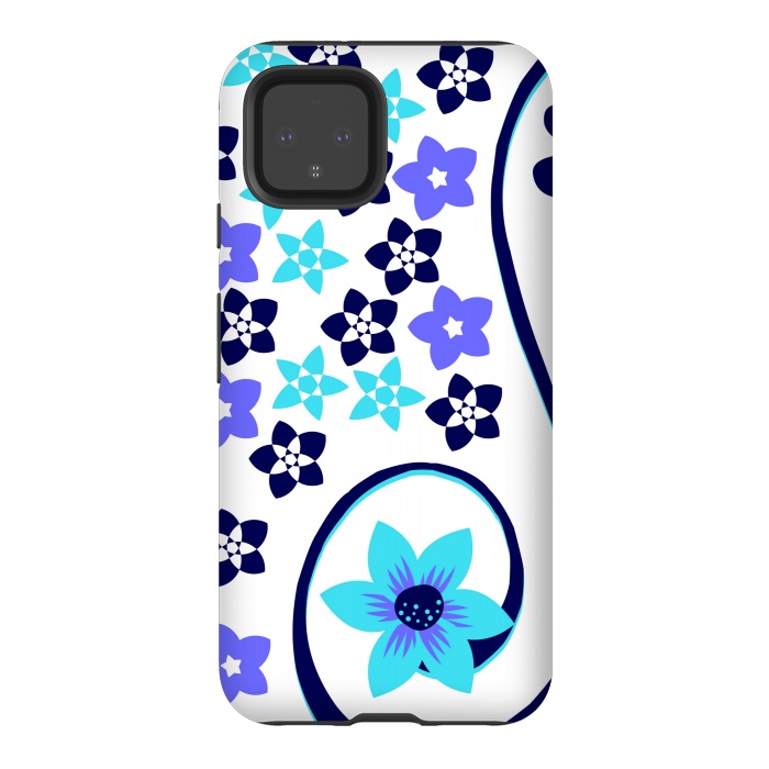 Pixel 4 StrongFit blue floral pattern 2 by MALLIKA