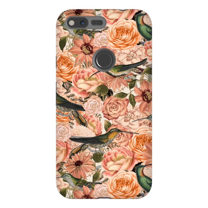 Pixel XL StrongFit Vintage Flower And Hummingbird Pattern by Andrea Haase