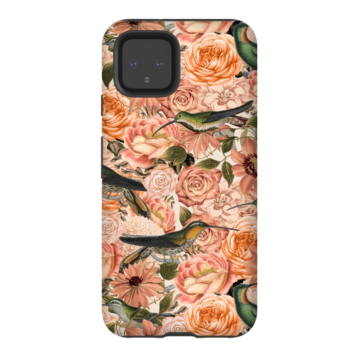Pixel 4 StrongFit Vintage Flower And Hummingbird Pattern by Andrea Haase