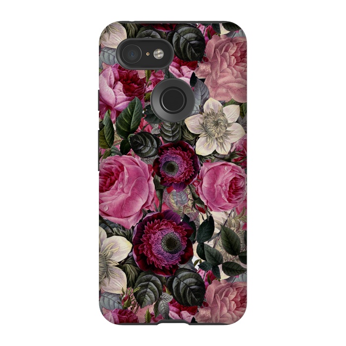 Pixel 3 StrongFit Purple and Pink Retro Flower Roses Pattern by  Utart