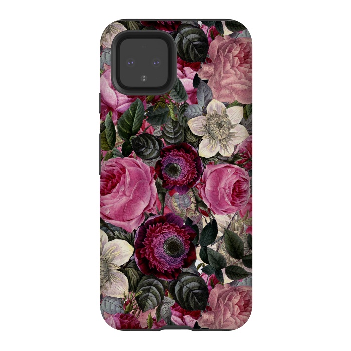 Pixel 4 StrongFit Purple and Pink Retro Flower Roses Pattern by  Utart