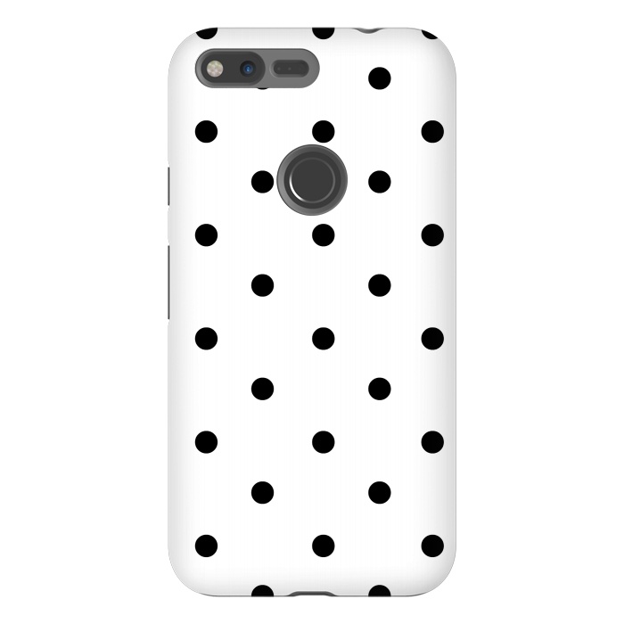 Pixel XL StrongFit Simply black polka dots on white  by DaDo ART