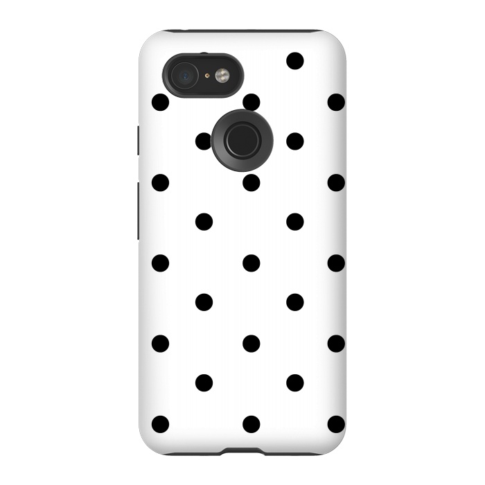 Pixel 3 StrongFit Simply black polka dots on white  by DaDo ART
