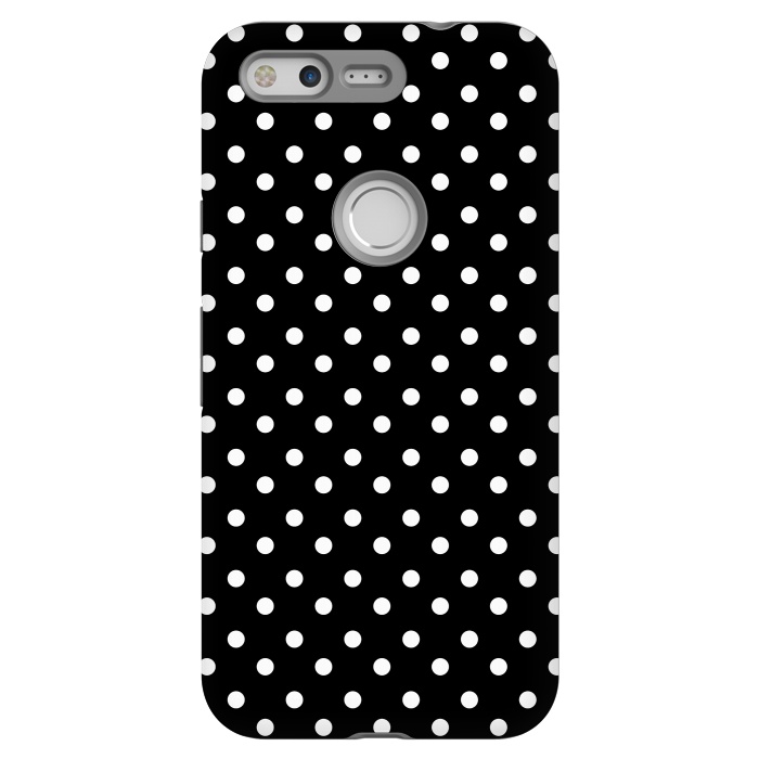 Pixel StrongFit Cute little white polka dots on black by DaDo ART