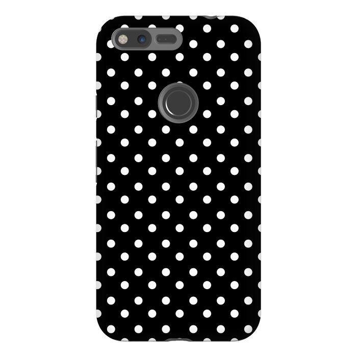 Pixel XL StrongFit Cute little white polka dots on black by DaDo ART
