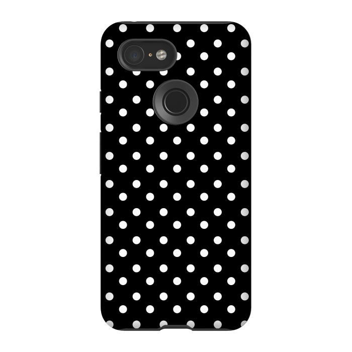 Pixel 3 StrongFit Cute little white polka dots on black by DaDo ART
