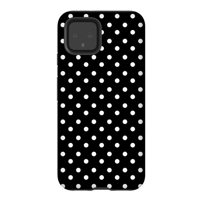 Pixel 4 StrongFit Cute little white polka dots on black by DaDo ART