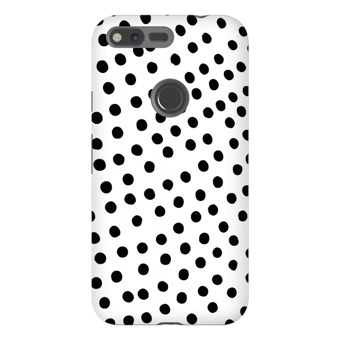 Pixel XL StrongFit Drunk black polka dots on white by DaDo ART
