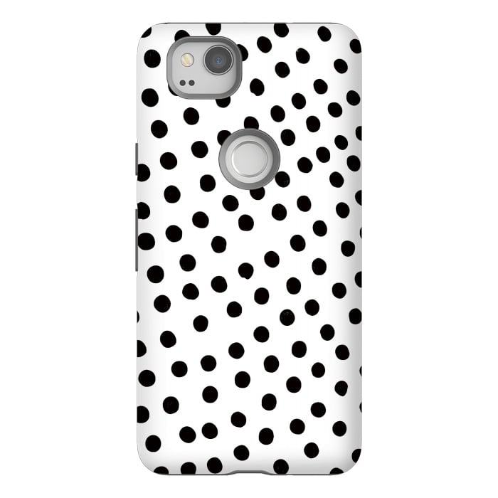 Pixel 2 StrongFit Drunk black polka dots on white by DaDo ART