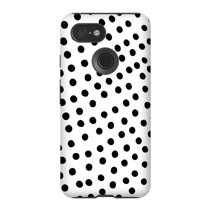Pixel 3 StrongFit Drunk black polka dots on white by DaDo ART
