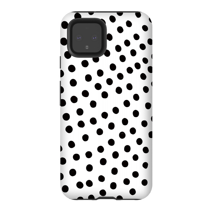 Pixel 4 StrongFit Drunk black polka dots on white by DaDo ART