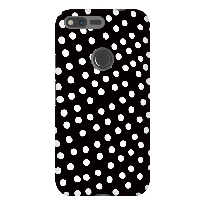 Pixel XL StrongFit Drunk little white polka dots on black  by DaDo ART