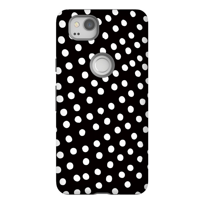 Pixel 2 StrongFit Drunk little white polka dots on black  by DaDo ART