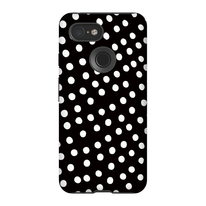 Pixel 3 StrongFit Drunk little white polka dots on black  by DaDo ART