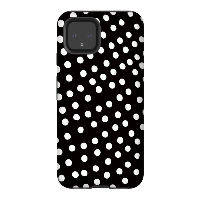 Pixel 4 StrongFit Drunk little white polka dots on black  by DaDo ART