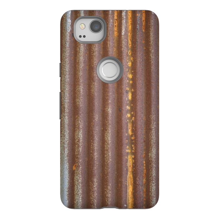 Pixel 2 StrongFit Old Rusty Corrugated Sheet 2 by Andrea Haase