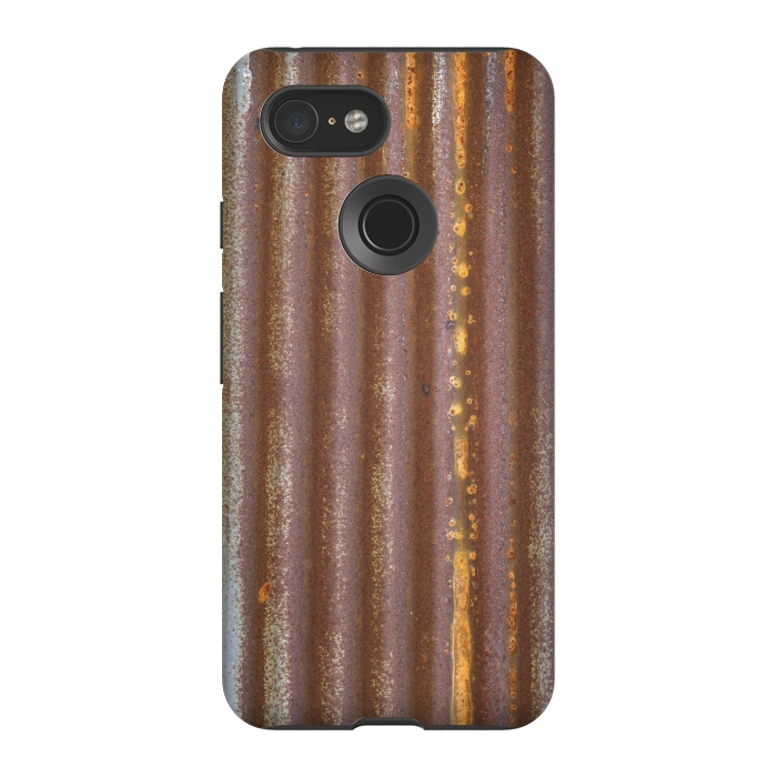 Pixel 3 StrongFit Old Rusty Corrugated Sheet 2 by Andrea Haase
