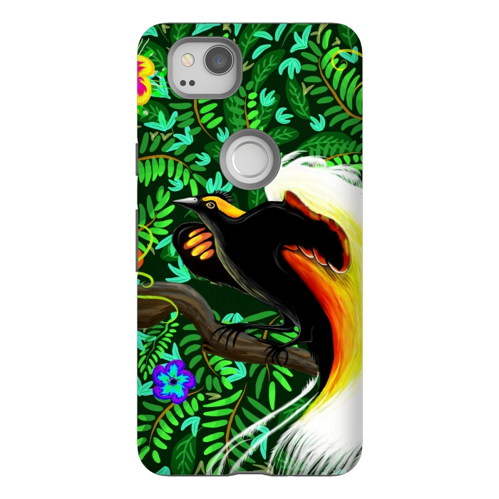 Pixel 2 StrongFit Paradise Bird Fire Feathers   by BluedarkArt