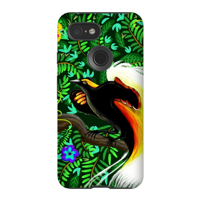Pixel 3 StrongFit Paradise Bird Fire Feathers   by BluedarkArt