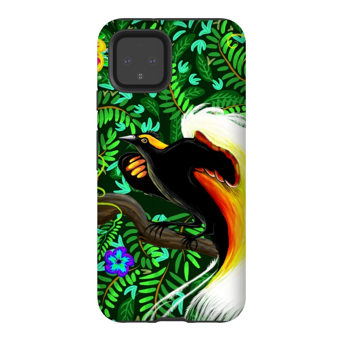 Pixel 4 StrongFit Paradise Bird Fire Feathers   by BluedarkArt