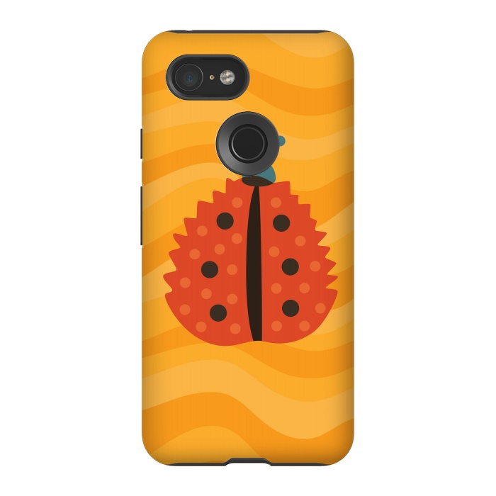 Pixel 3 StrongFit Orange Ladybug With Autumn Leaf Disguise by Boriana Giormova