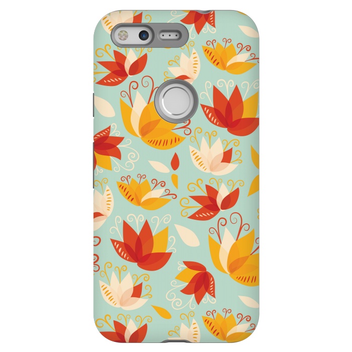 Pixel StrongFit Whimsical Abstract Colorful Lily Floral Pattern by Boriana Giormova