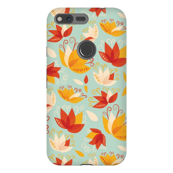 Pixel XL StrongFit Whimsical Abstract Colorful Lily Floral Pattern by Boriana Giormova