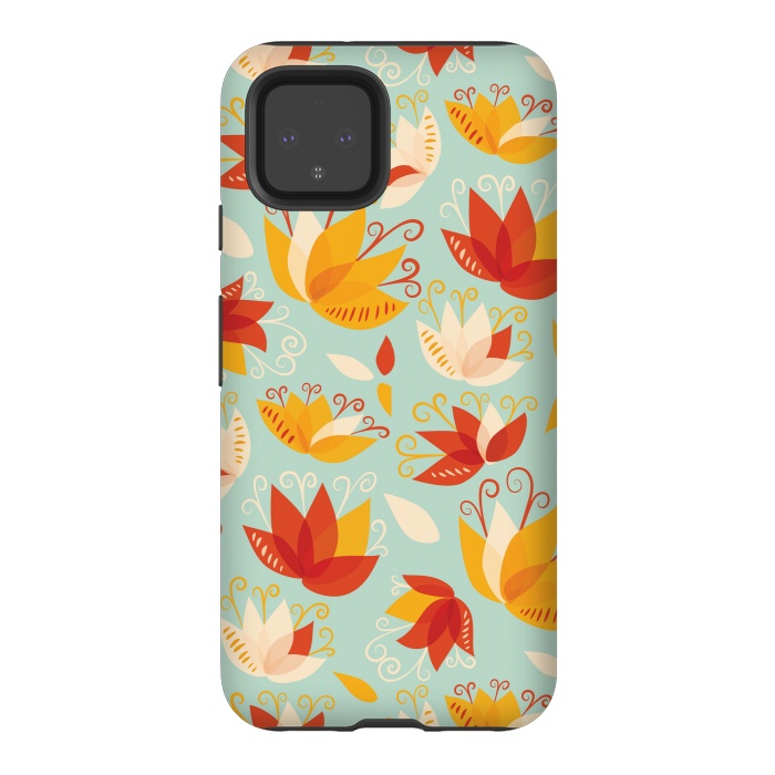 Pixel 4 StrongFit Whimsical Abstract Colorful Lily Floral Pattern by Boriana Giormova