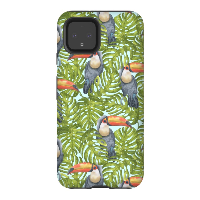 Pixel 4 StrongFit Monstera Birds by Creativeaxle