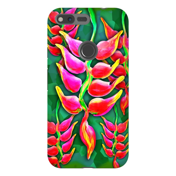 Pixel XL StrongFit Exotic Flowers Heliconia Pendula Bright Red  by BluedarkArt
