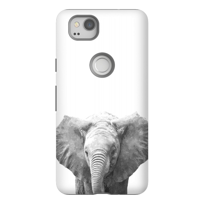 Pixel 2 StrongFit Black and White Baby Elephant  by Alemi