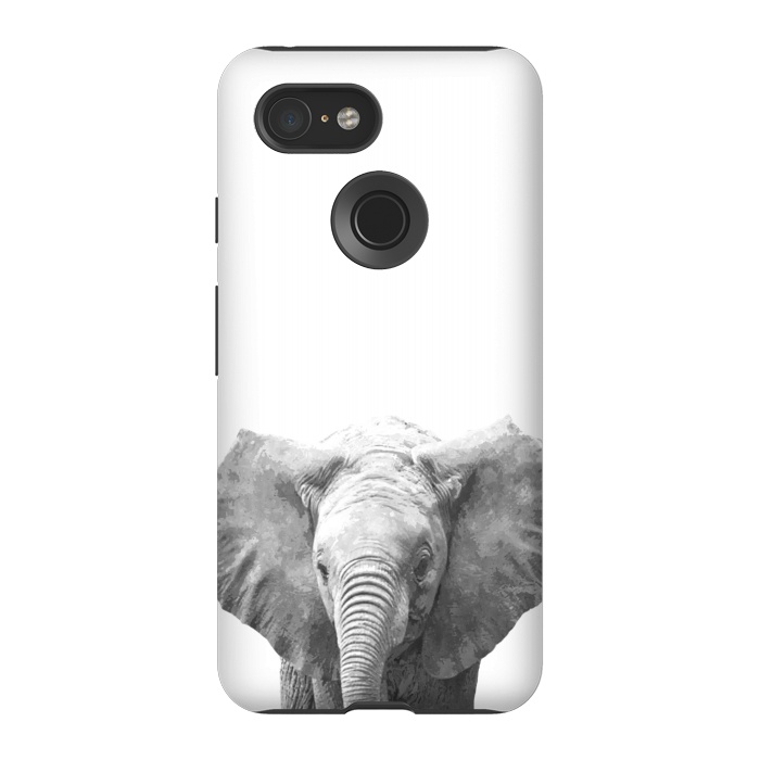 Pixel 3 StrongFit Black and White Baby Elephant  by Alemi